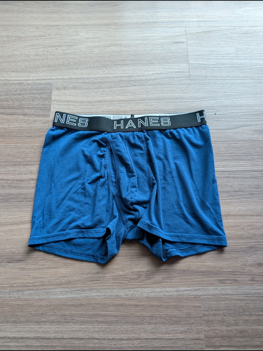 Hanes Men's Deep Blue Boxer Briefs with Black Logo Waistband